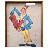 441 - RED SKELTON CLOWN ART FRAMED 21X17' (B13)