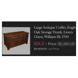 440 - VINTAGE CARVED WOOD CHEST 51'L