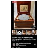 442 - ANTIQUE REGINA MUSIC BOX WITH STAND