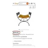 440 - VINTAGE BLACK WROUGHT IRON VANITY CHAIR