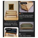 442 - UPHOLSTERED SETTEE WITH WOOD TRIM