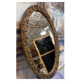 440 - VINTAGE OVAL WALL MIRROR FRAMED 34'L