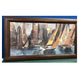11 - FRAMED SAILBOATS ART 26X36'
