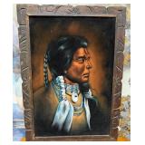 440 - INDIAN WARRIOR ART FRAMED 41X30'