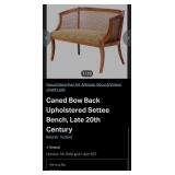 442 - CANE-BACK & BLUE UPHOLSTERY SETTEE (A35)