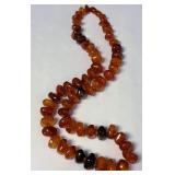 24' AMBER, KNOTTED BEAD NECKLACE 63.50GRAMS (5)