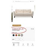 393 - OFF WHITE LEATHER SOFA/LOVESEAT