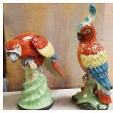 11 - HAND PAINTED PORCELAIN PARROTS