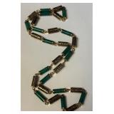 36' 14K YELLOW GOLD & JADE NECKLACE (SEE PICS)