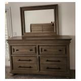 393 - WOODEN 6 DRAWER DRESSER WITH MIRROR71X43