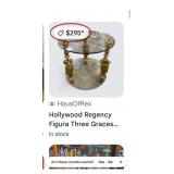 J - GLASS & BRASS-TONE COFFEE/ SIDE/ ACCENT TABLE