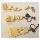 818 - HAND CARVED BONE EARRINGS(41)