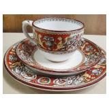 11 -FLORENTINE RED DEMITASSE CUP AND SUACERS(W53)