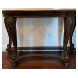 J - WOODEN ENTRY WAY GLASS TOP TABLE 47X30