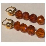 818 -  VINTAGE AMBER 14K EARRINGS