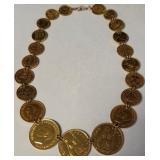 818 - ASSORTED GOLD TONED COINS NECKLACE(34)