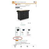 J - BLACK & BUTCHER BLOCK KITCHEN ISLANT (B56)