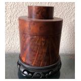 U - CHINESE CARVED WOOD BRUSH POT (L15)