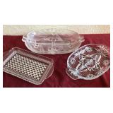 U - THREE GLASS SERVING PLATTERS (L43)