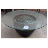 U - GLASS TOP TABLE WITH CERAMIC BASE 36'DIA (Y11)