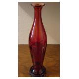 U - RED ART GLASS VASE (B25)