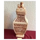 U - VINTAGE CARVED IVORY COVERED VASE (L142)