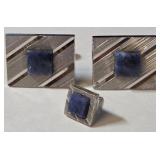 U - VINTAGE STERLING CUFFLINKS & TIE TACK SET (62)