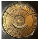 U - VINTAGE BRASS PERPETUAL CALENDAR 3'DIA (C23)
