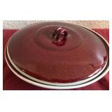 U - HANDCRAFTED RED POTTERY LIDDED SERVING BOWL