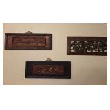 U - THREE PIECES CARVED WOOD WALL DECOR (B22)