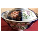 U - VINTAGE JAPANESE IMARI RICE BOWL & LID (L95)