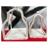 43 - WHITE WOOD DISPLAY STAND PAIR