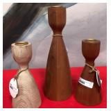 43 - WOOD TURNED CANDLESTICK SET