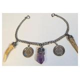 11  - SILVER QUARTZ/WILDLIFE TOOTH BRACELET(5)