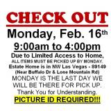 AUCTION PICK UP DAY & HOURS