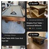 F - POOL TABLE WITH TAN FELT (L55)