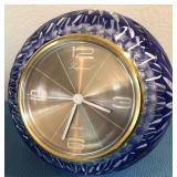 K - COBALT BLUE CUT TO CLEAR SPHERE CLOCK