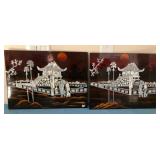 K - TWO PIECES INLAID MOTHER OF PEARL ARTWORK