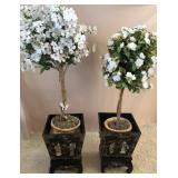 K - BLK LAQUER PLANTERS WITH FLORAL