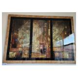 K - THREE-PANEL ARTWORK FRAMED 39X56'