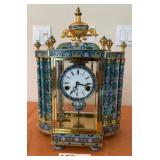 K - CHINESE CLOISONNE & GILT BRASS MANTEL CLOCK