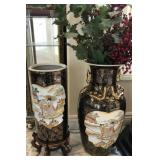 K - TWO JAPANESE SATSUMA-STYLE VASES 24'T
