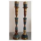K - PAIR OF DECORATIVE CANDLESTICKS 31'T