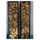 K - TWO BAS RELIEF CARVED ART PANELS 22X8'EA