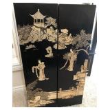 K - TWO BLACK LACQUER WARE PEDESTALS 42X12X12'