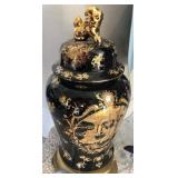 K - BLACK & GOLD GILT PORCELAIN GINGER JAR 26'T