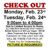 AUCTION PICK UP DAYS & HOURS