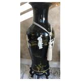 K - VINTAGE BLACK PORCELAIN FLOOR VASE 44'T