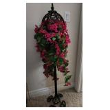 K - DECORATIVE METAL PLANT STAND WITH FAUX FLOWERS