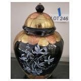 K - JAPANESE KUTANI GINGER JAR WITH METAL ACCENTS